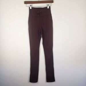 Lululemon High Rise Yoga Pants Pockets Drawstring Burgundy Red Size 2‎